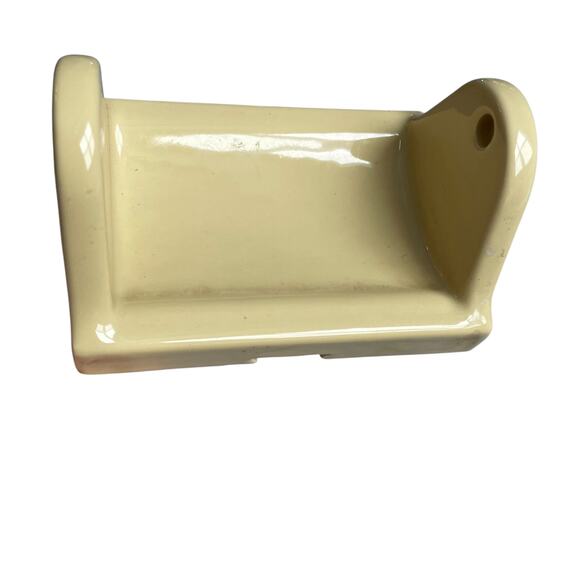Vintage Porcelain Bathroom Fixtures Yellow Toothbrush Mount Toilet Paper MCM - Picture 10 of 16